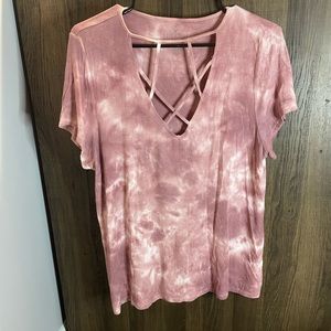 American Eagle Soft & Sexy tee, size XL, Pink and white!